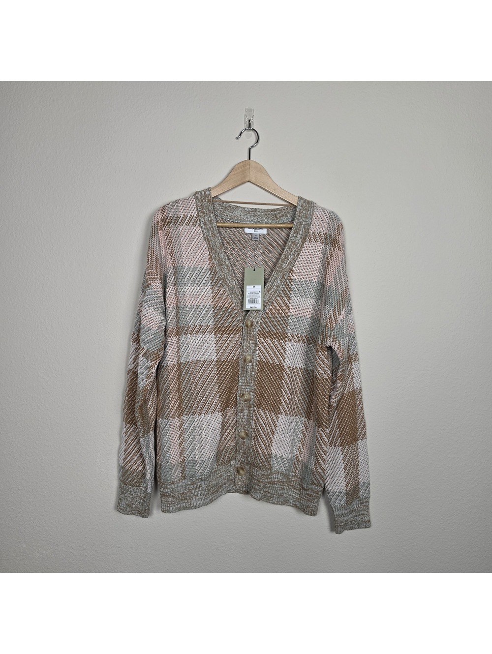 Goodfellow & Co Men's Long Sleeve Plaid V-Neck Cardigan Sweater M